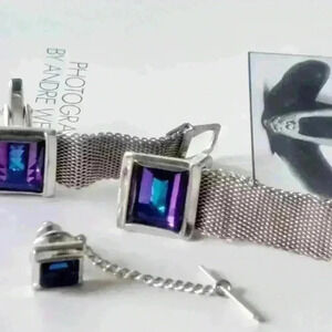 Vintage weber  Austrian crystal cuff links  and tie pin